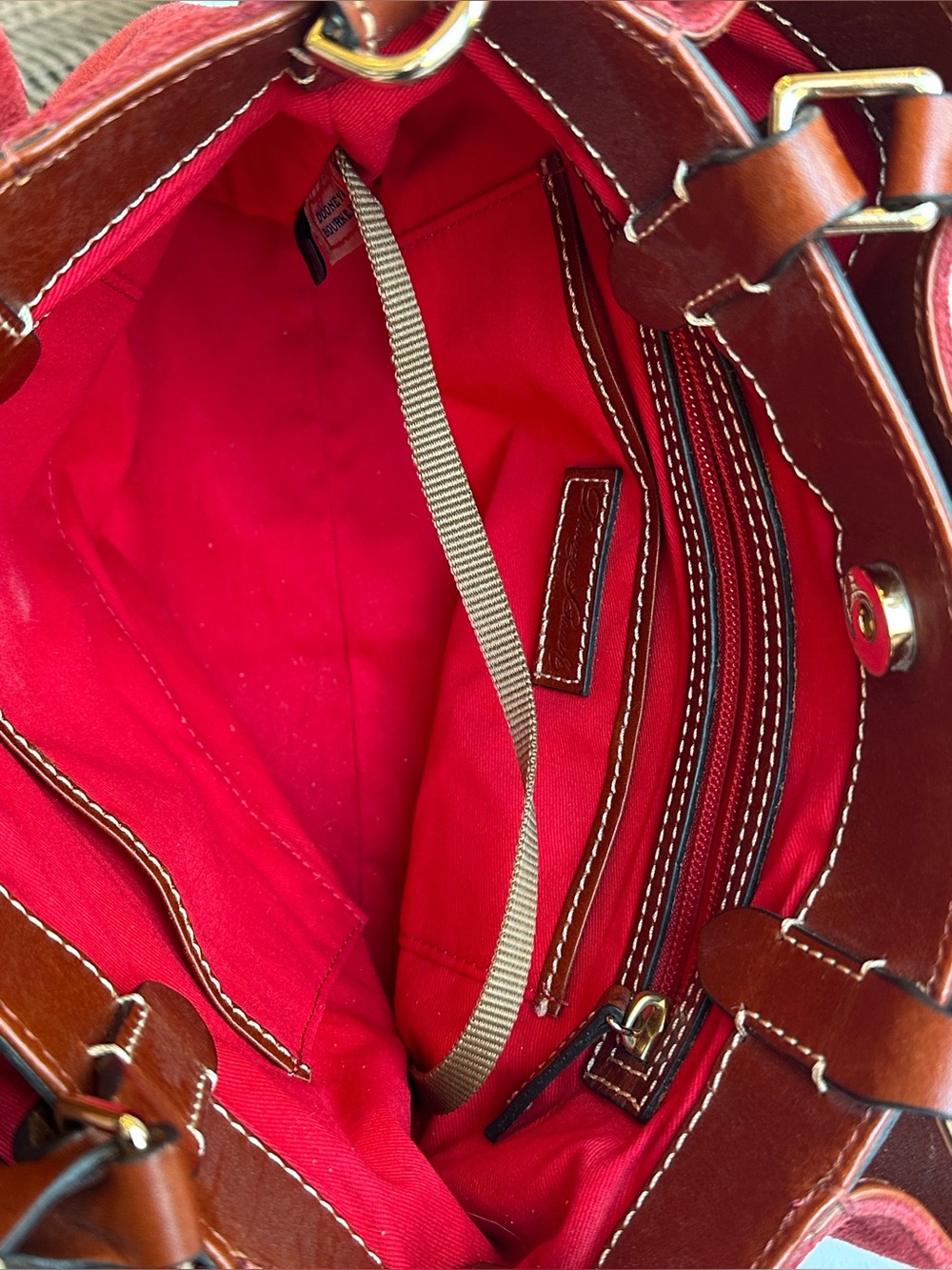 Dooney & Bourke Autumn Orange Suede Brown Leather Trim Medium Satchel Bag Rare - Picture 11 of 12